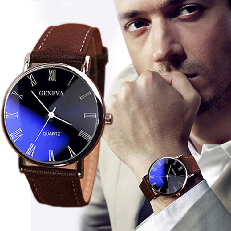 Blu-ray Roman Literal Business Men's Watch