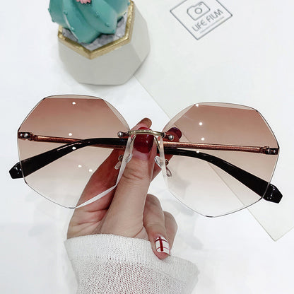 New Metal Frameless Sunglasses European and American Trend Glasses Trimming Sunglasses