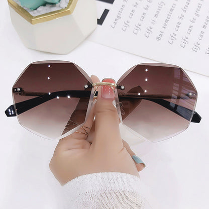 New Metal Frameless Sunglasses European and American Trend Glasses Trimming Sunglasses