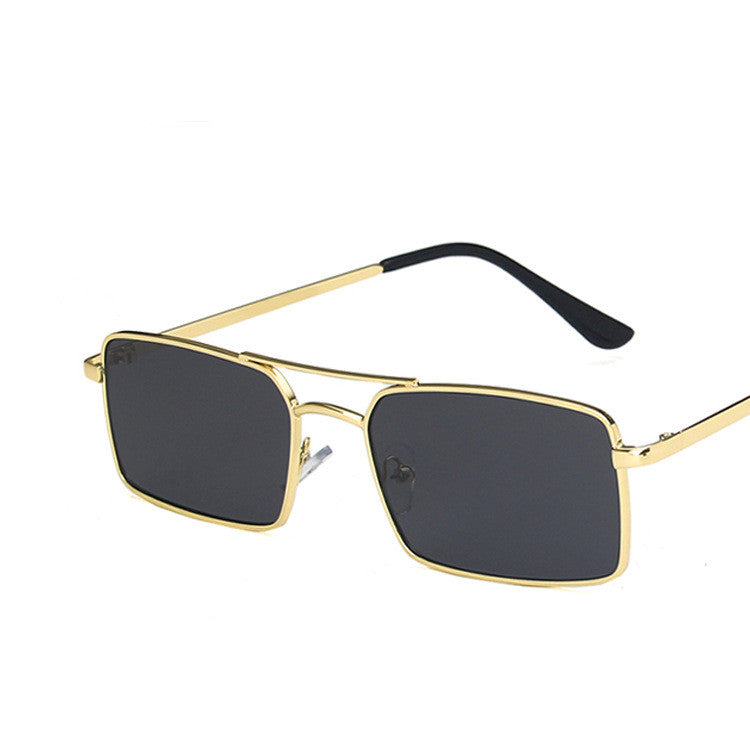 Double Beam Square Metal Sunglasses