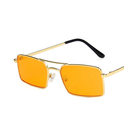 Double Beam Square Metal Sunglasses