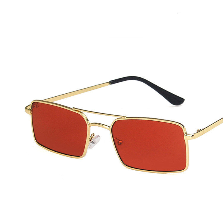 Double Beam Square Metal Sunglasses