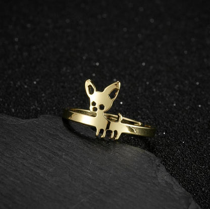 Stainless Steel Chihuahua Ring