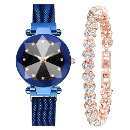 Square Diamond Rhinestone Starry Sky Watch Set Bracelet Watch