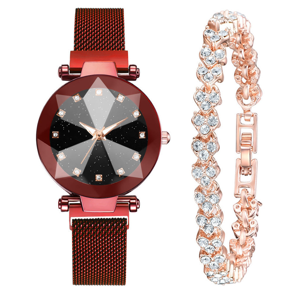 Square Diamond Rhinestone Starry Sky Watch Set Bracelet Watch