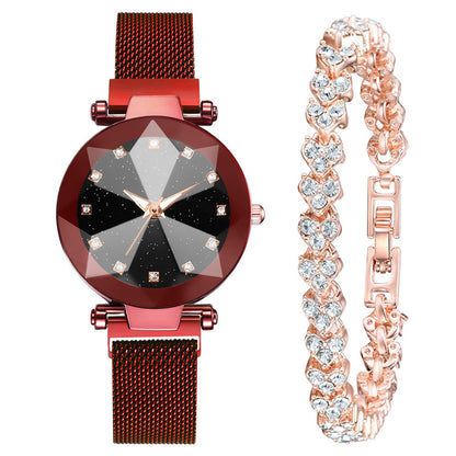 Square Diamond Rhinestone Starry Sky Watch Set Bracelet Watch