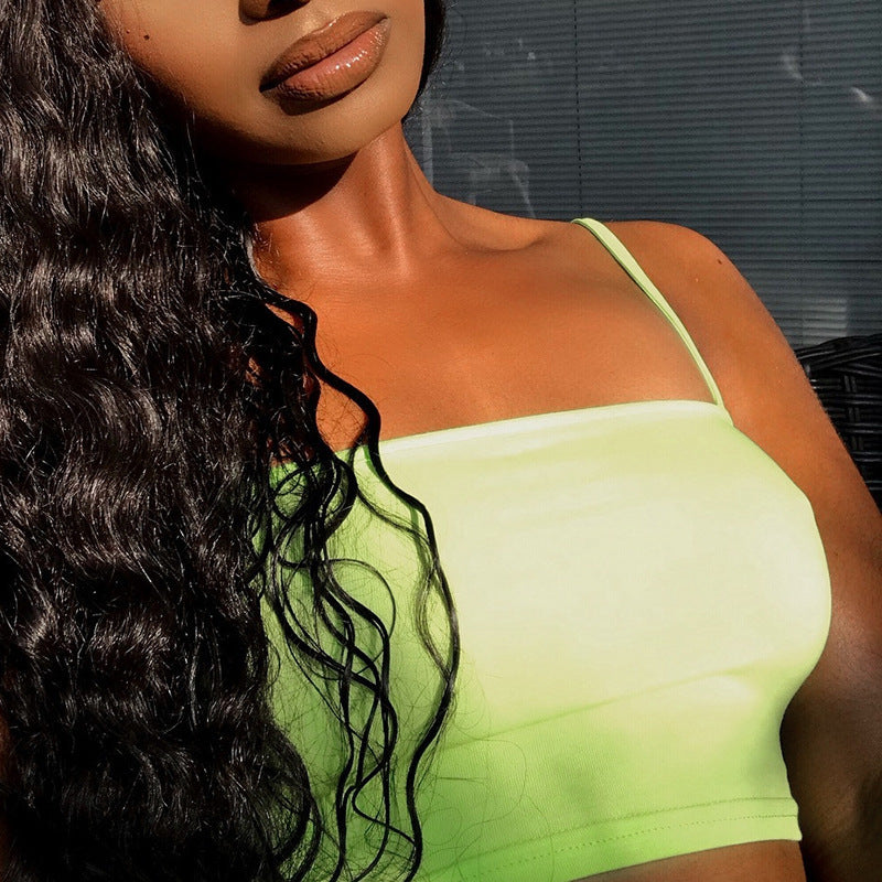 Vest Female Fluorescent Short Paragraph Navel Camisole