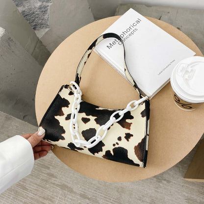 Cow Pattern Underarm Net Red Texture Ladies Bag