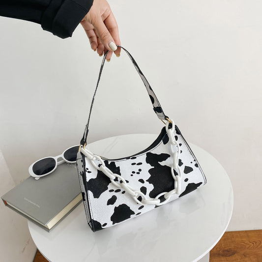 Cow Pattern Underarm Net Red Texture Ladies Bag