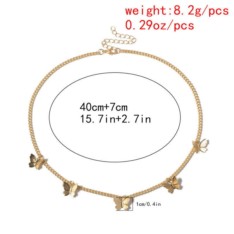 Fashion Simple Butterfly Necklace Lock Female Personality Temperament Sweet Clavicle Chain