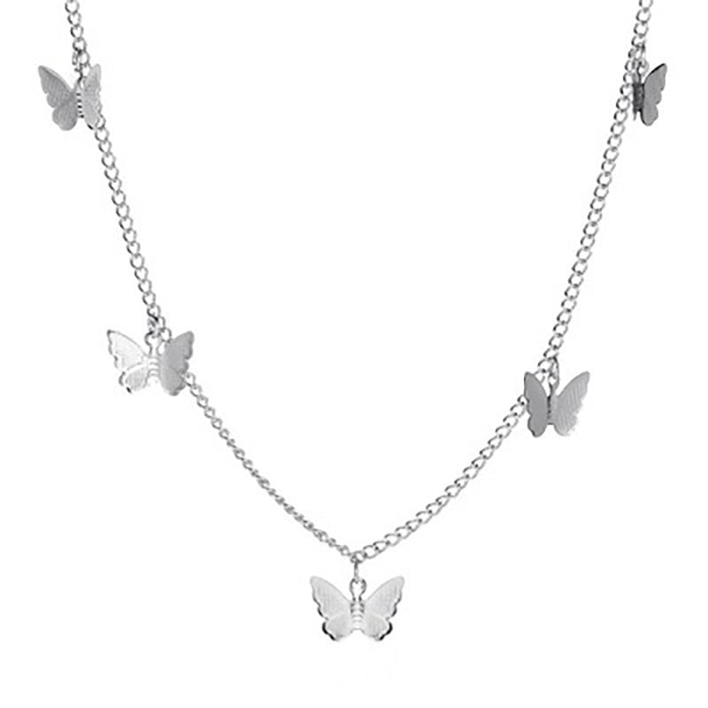Fashion Simple Butterfly Necklace Lock Female Personality Temperament Sweet Clavicle Chain
