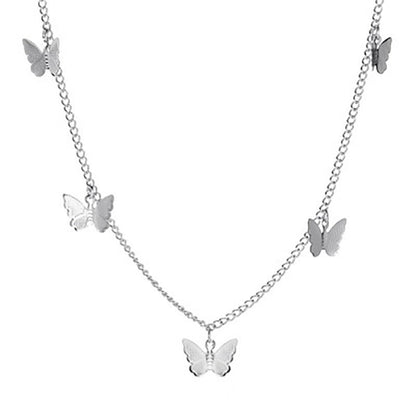 Fashion Simple Butterfly Necklace Lock Female Personality Temperament Sweet Clavicle Chain
