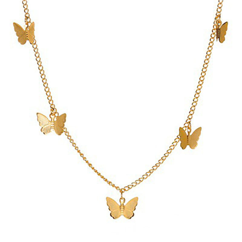 Fashion Simple Butterfly Necklace Lock Female Personality Temperament Sweet Clavicle Chain