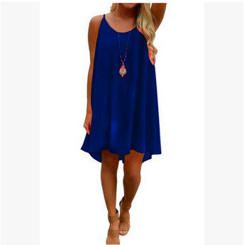 Bursting dress, women's dress, sling skirt, grid stitching, Chiffon Dress