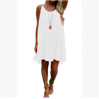 Bursting dress, women's dress, sling skirt, grid stitching, Chiffon Dress