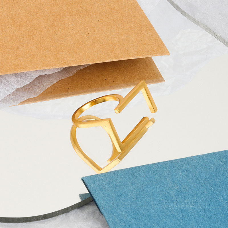 Simple Retro Light Luxury Geometric Texture Ring Women
