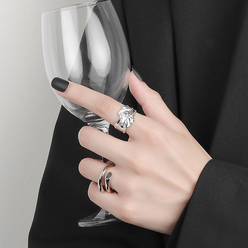 Irregular Bumps And Micro Inlaid Zircon Ring