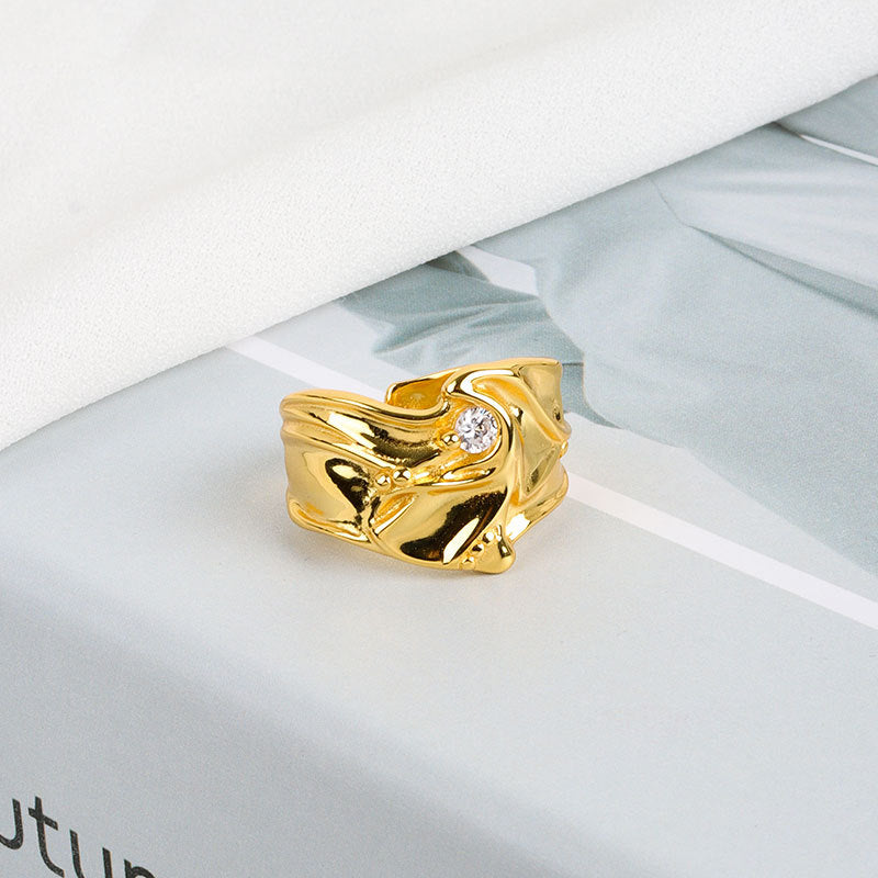 Irregular Bumps And Micro Inlaid Zircon Ring