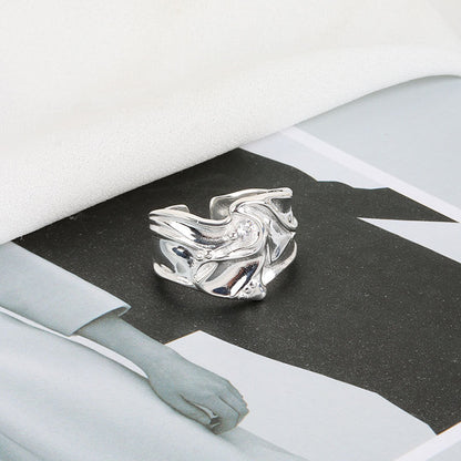 Irregular Bumps And Micro Inlaid Zircon Ring