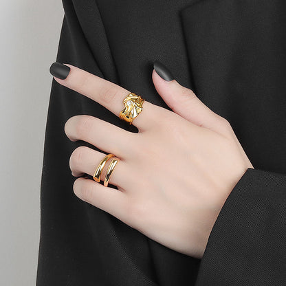 Irregular Bumps And Micro Inlaid Zircon Ring