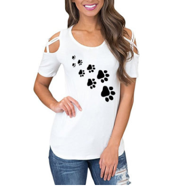 Round neck heart print short sleeve