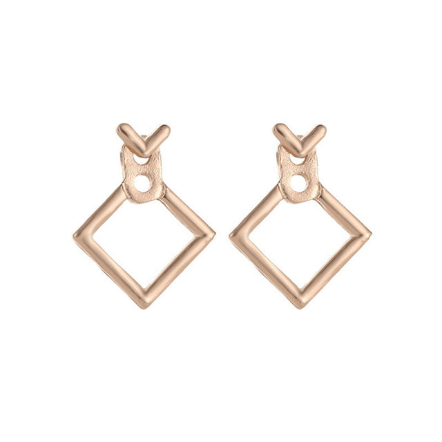 Simple golden geometric metal earrings