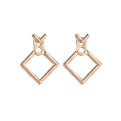 Simple golden geometric metal earrings