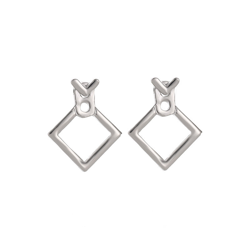 Simple golden geometric metal earrings