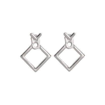 Simple golden geometric metal earrings