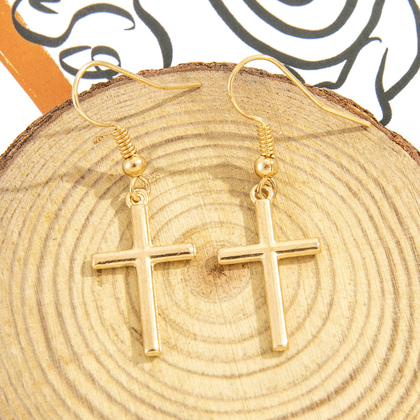 Simple Retro Cross Pendant Earrings Temperament Female Accessories