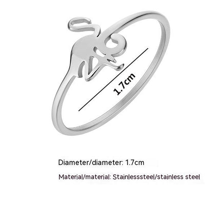Women's Stainless Steel Small Flamingo Fashion Ring