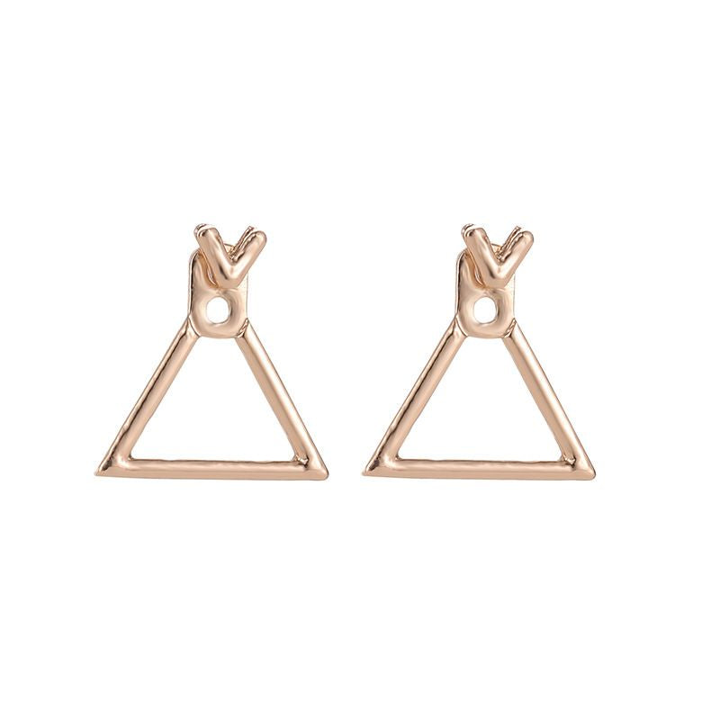 Simple golden geometric metal earrings