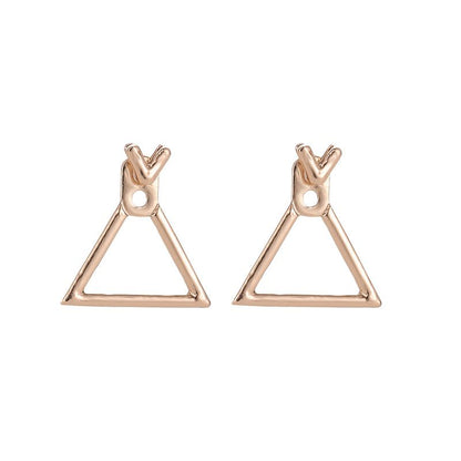 Simple golden geometric metal earrings
