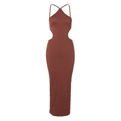 Women's Temperament Straps Hanging Neck Package Hip Slimming Dress