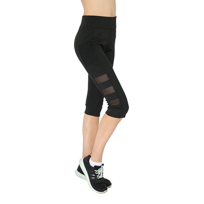 Sports Side Pocket Mobile Phone Three Section Mesh Yoga Pants