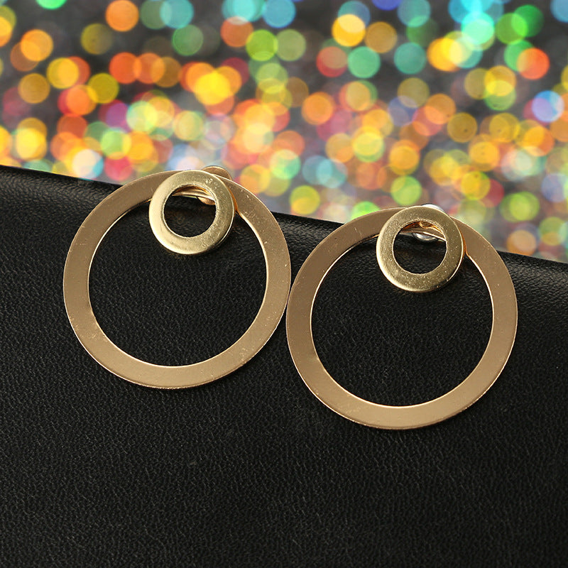 Trend Ins Wind Alloy Geometric Double Round Earrings