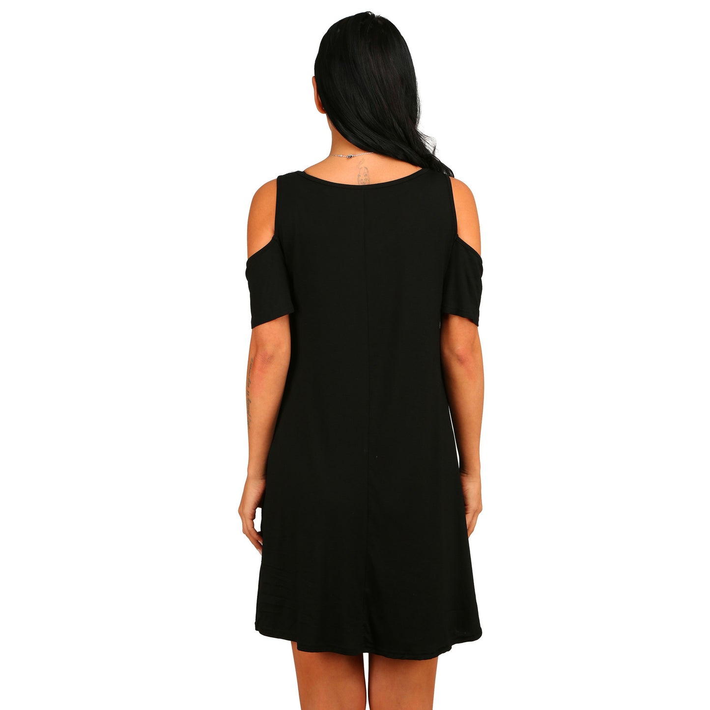 Loose strapless short sleeve pocket dress