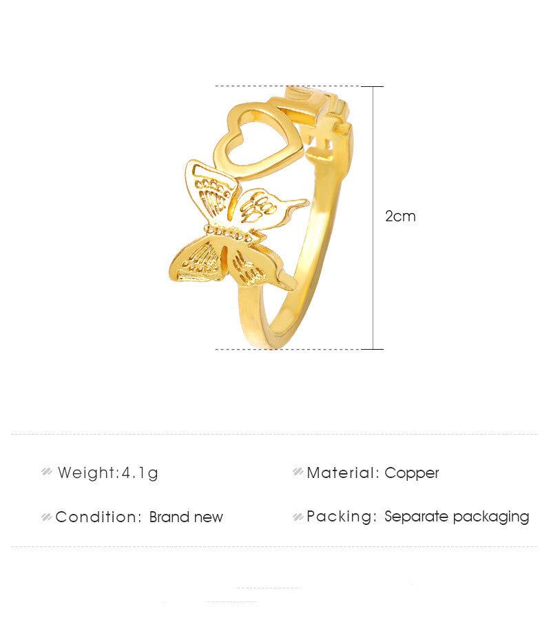 Personalized Fashion Copper Three-dimensional Love Ring
