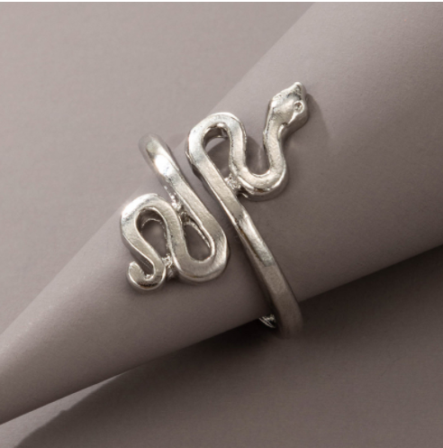 Long Trend Snake Pattern Metal Animal Retro Exaggerated Snake-shaped Ring For Men And Women