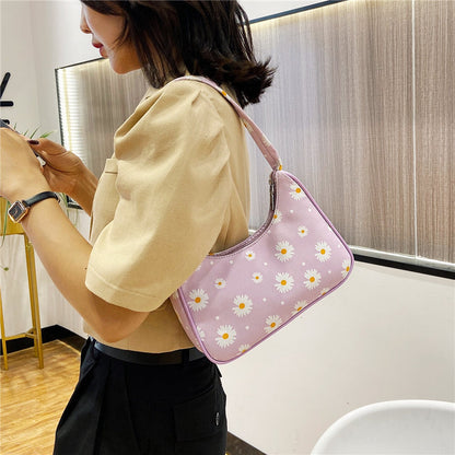 New Nylon Print Small Daisy Underarm Bag