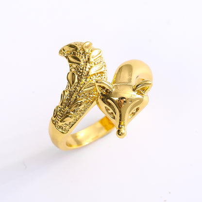 Simple And Stylish Personality Adjustable Gold Fox Ring