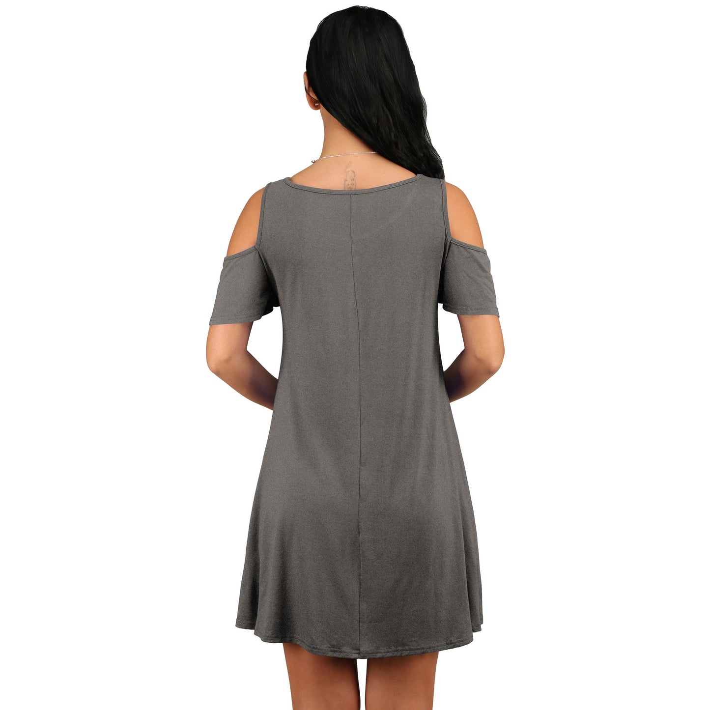 Loose strapless short sleeve pocket dress