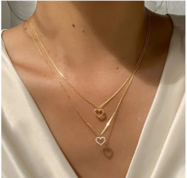 Trend Elegant Jewelry Crystal Love Letter Pendant Necklace Golden Color