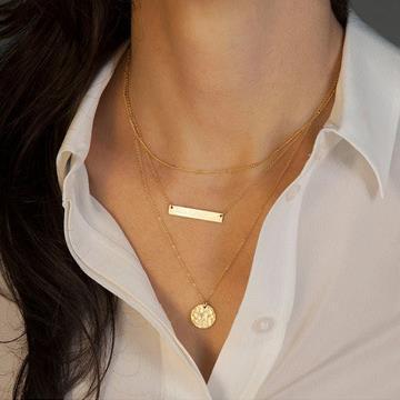 geometric metal sequins multilayer short necklace chain necklace body chain