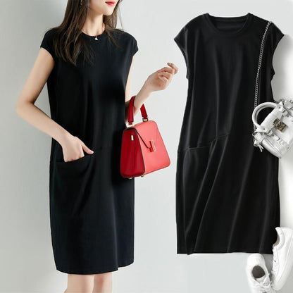 Slim solid color T-shirt dress