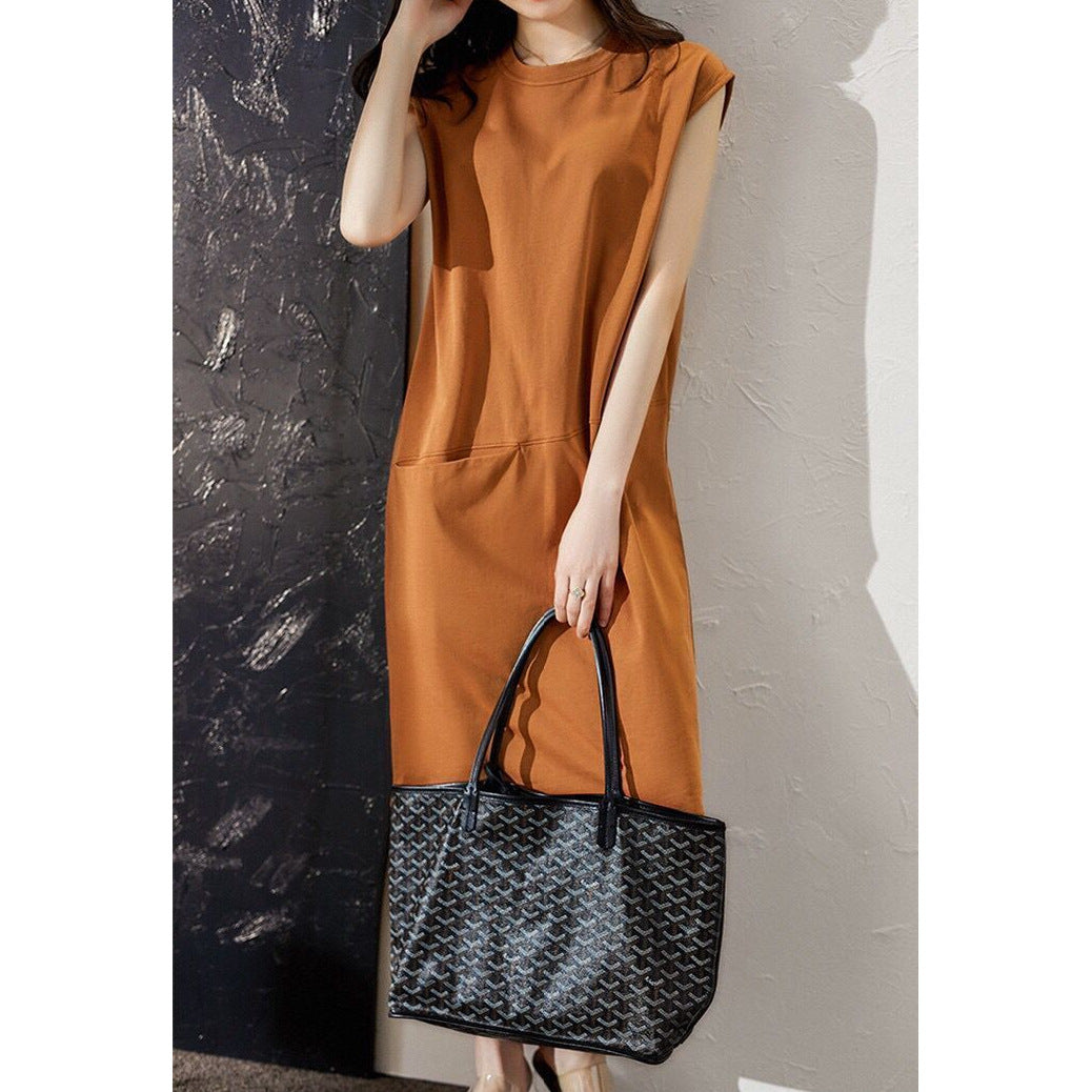 Slim solid color T-shirt dress