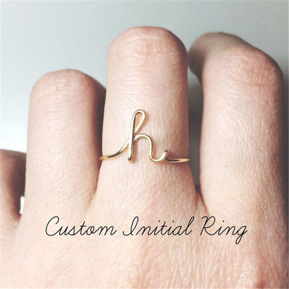 Unisex Gold Silver Color A-Z 26 Letters Initial Name Rings for Women Men Geometric Alloy Creative Finger Rings Jewelry Wholesale