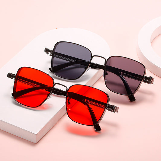 European And American Personality Street Shooting Metal Box Sunglasses