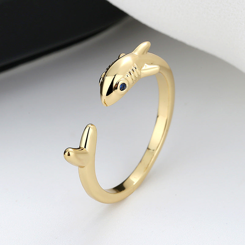 Creative 925 Silver Plated Fashionable Female Shark Ring