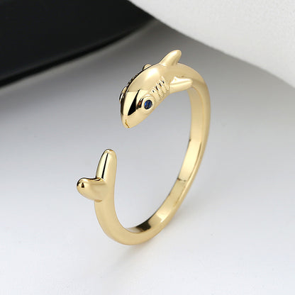Creative 925 Silver Plated Fashionable Female Shark Ring